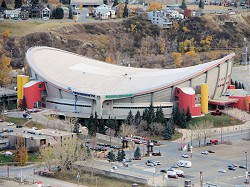 This is the Saddledome in the southeast part of the city (as viewed from the Calgary Tower).