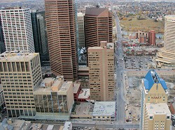 This is downtown Calgary looking north on Centre Street (from the Calgary Tower).