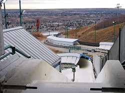 Here is where the bobsledders start on their icy journey at Olympic Park.