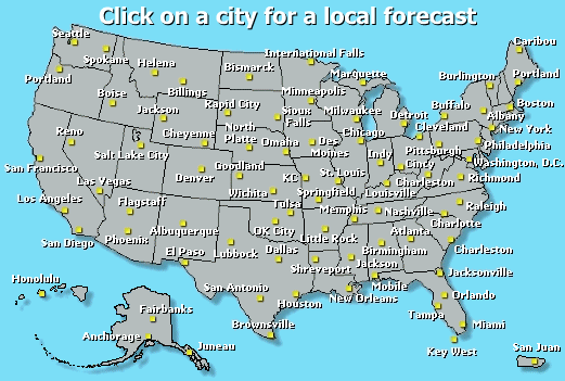 Click on a city for local forecast