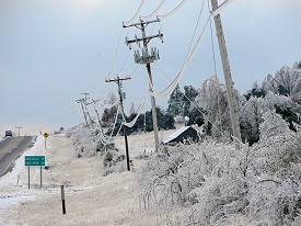 A massive ice storm occurred in northern Arkansas in late January, 2009.